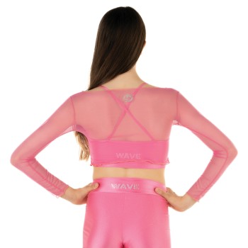 Crop Top Rete Fucsia Fluo