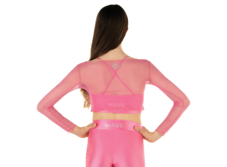 Crop Top Rete Fucsia Fluo