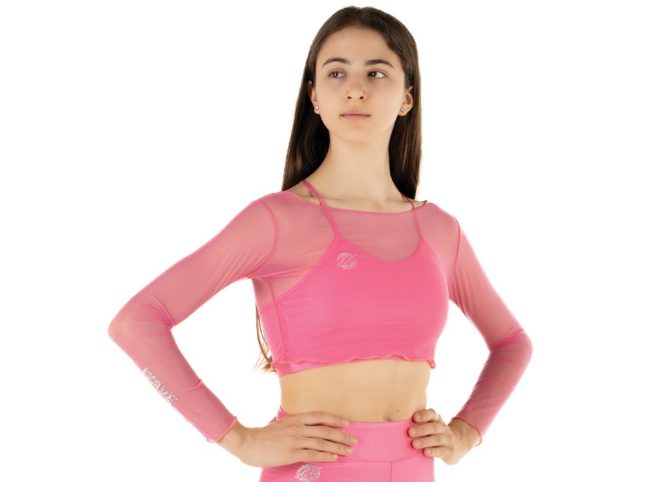 Crop Top Rete Fucsia Fluo