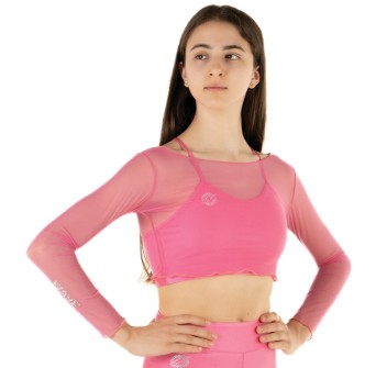 Crop Top Rete Fucsia Fluo
