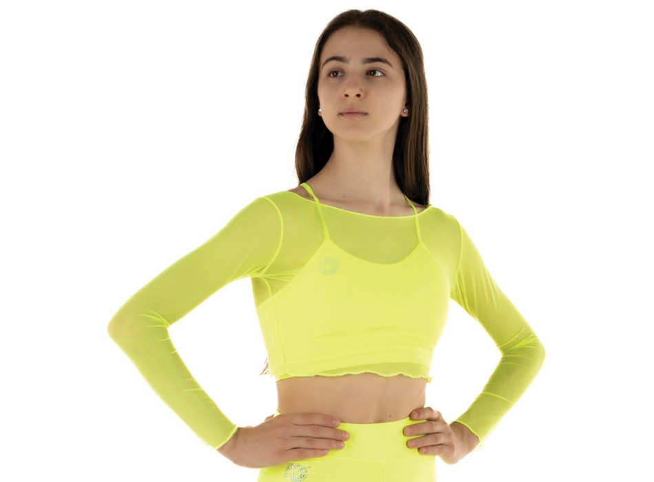 Crop Top Rete Giallo Fluo