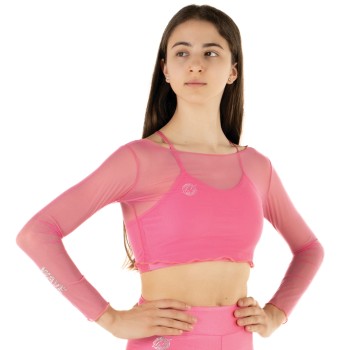 Crop Top Rete Rosa Confetto